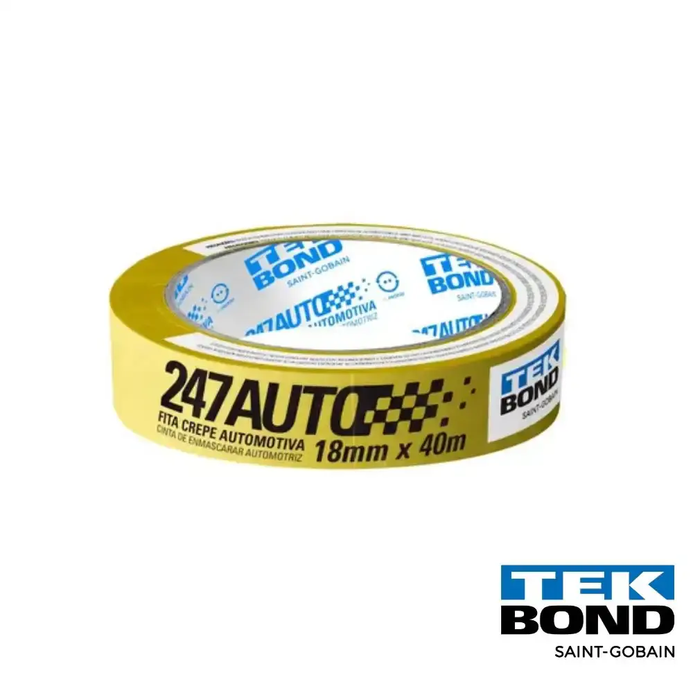 Fita Crepe 18 MM x 40 Metros Automotiva Amarela TEKBOND TEK Bond — fotografia 2