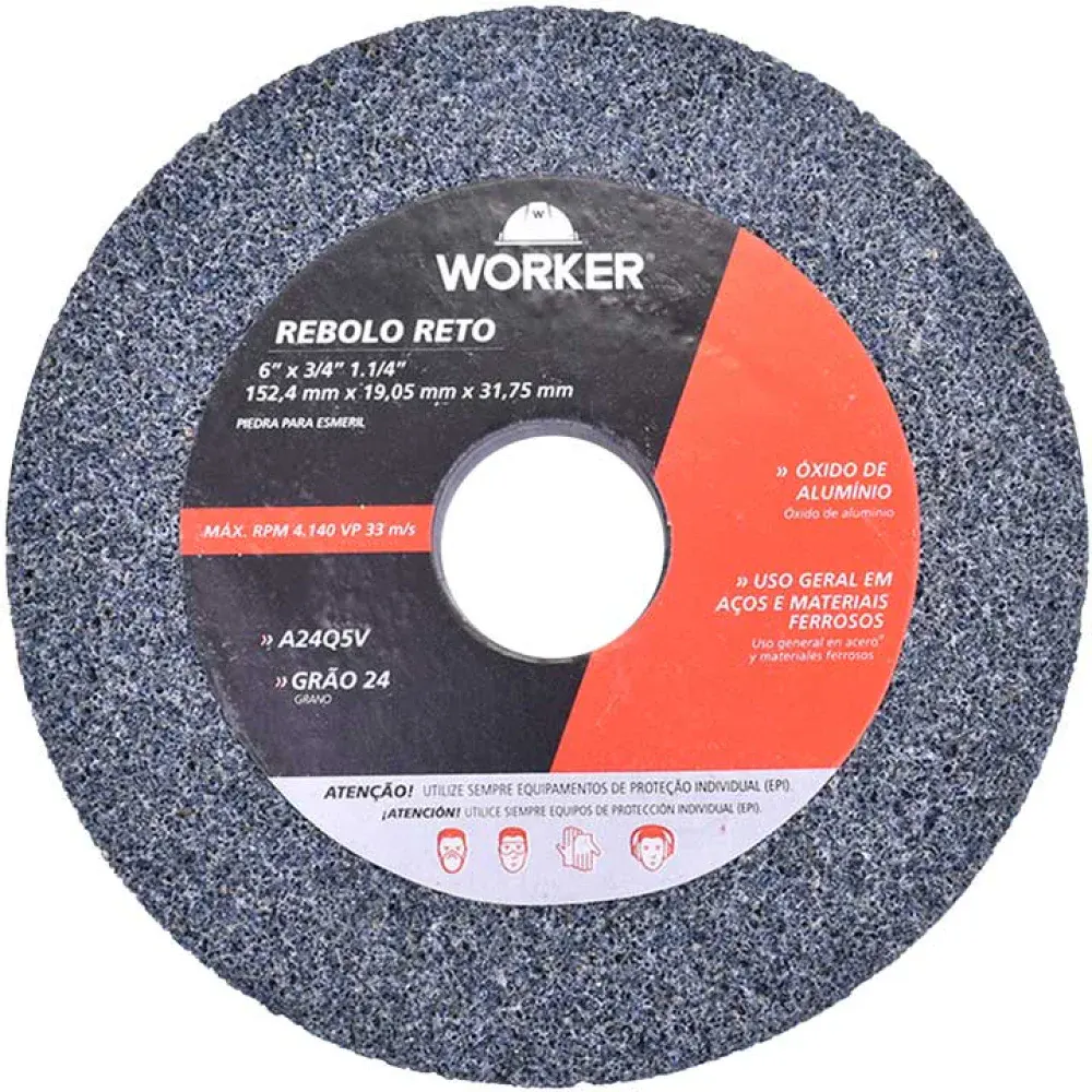Rebolo reto uso geral 6” x ¾” Worker — fotografia de referência