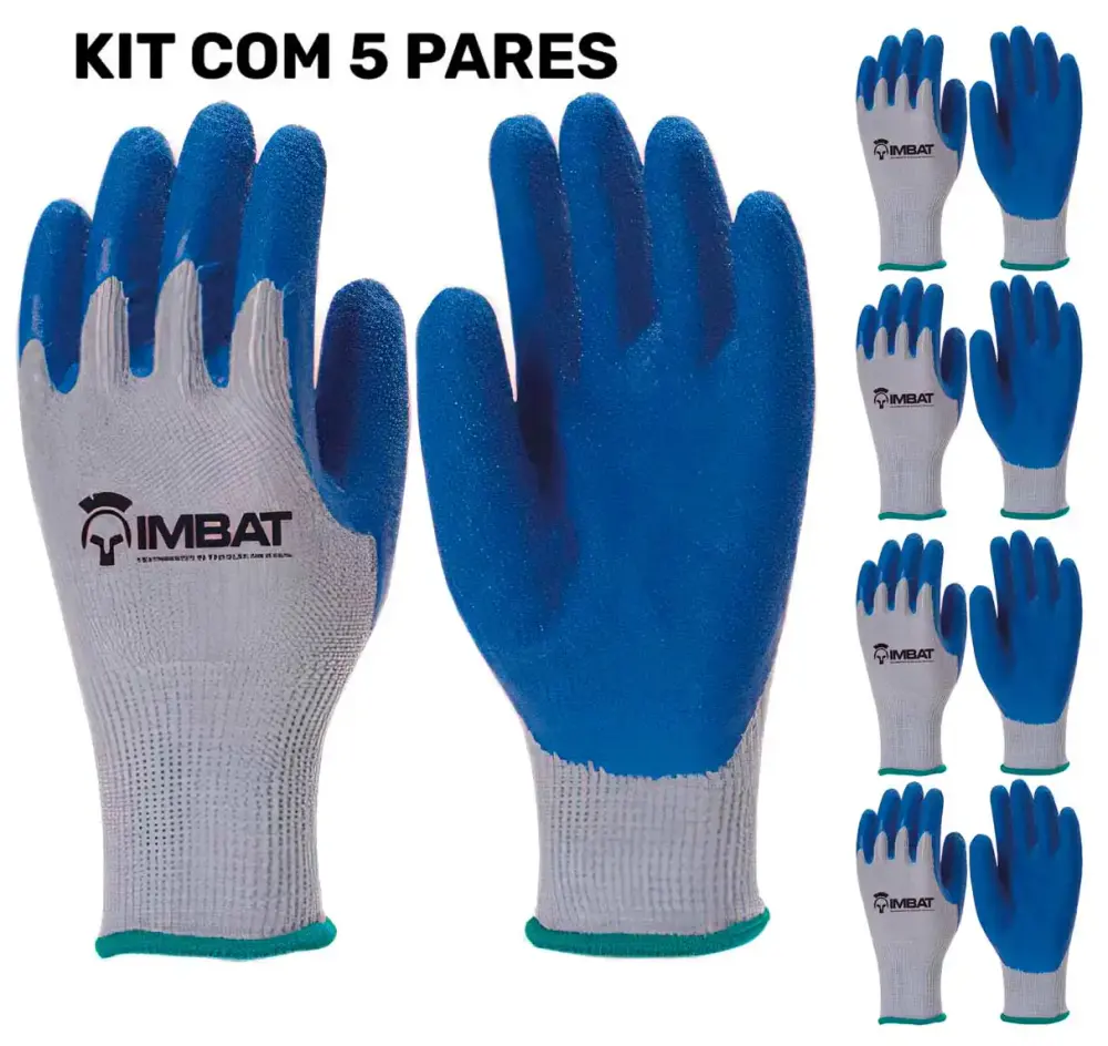 Kit 5 luvas de algodão e latex azul T9 LV-A-BLAZ-9 Imbat — fotografia 2