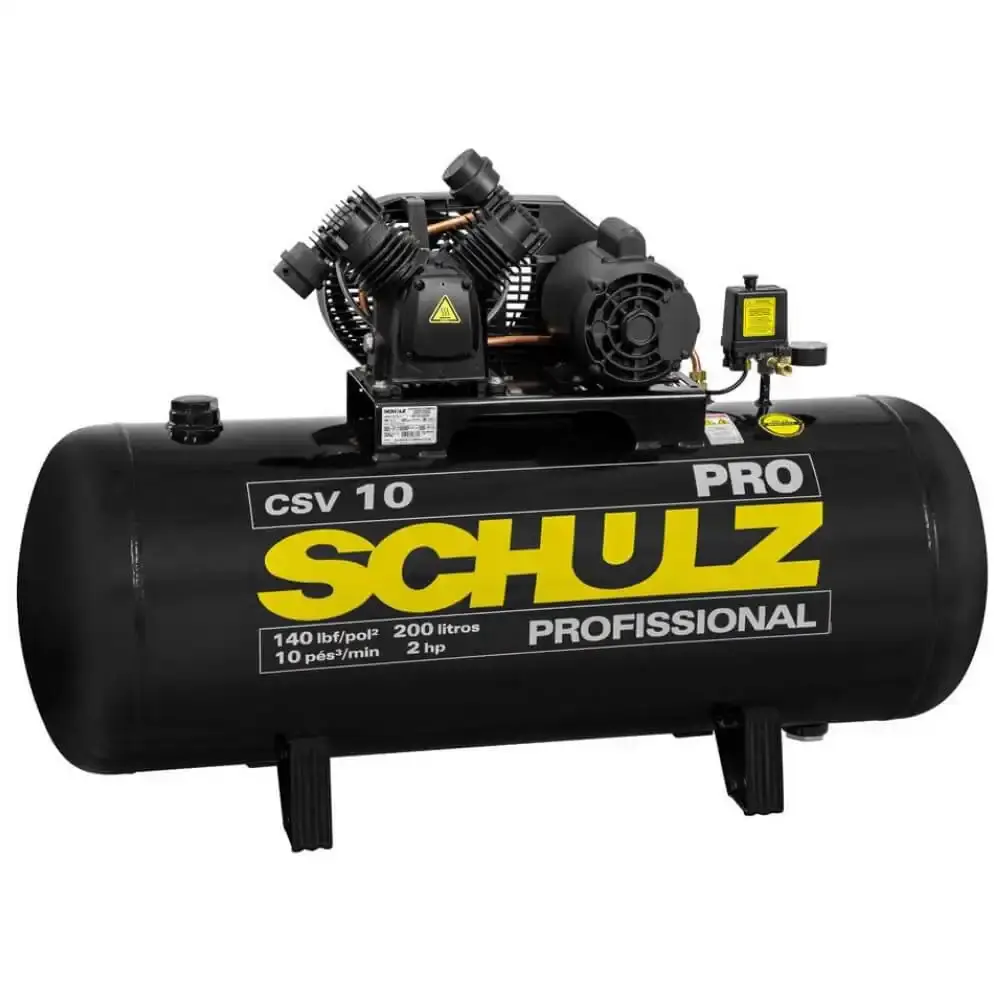 Compressor 10 pés 200 litros 140 libras 2,0 HP CSV-10/200 PRO Schulz
