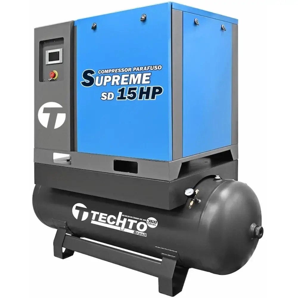 Compressor de parafuso supreme com reservatório 360L 15HP 10BAR 380V SD15 techto — fotografia 3