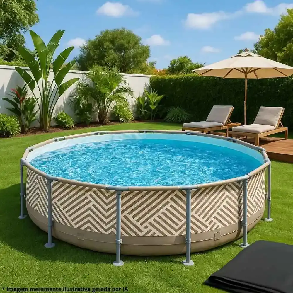 Piscina com armação circular 5200 litros diâmetro 3,05 metros com capa Mor — fotografia 6