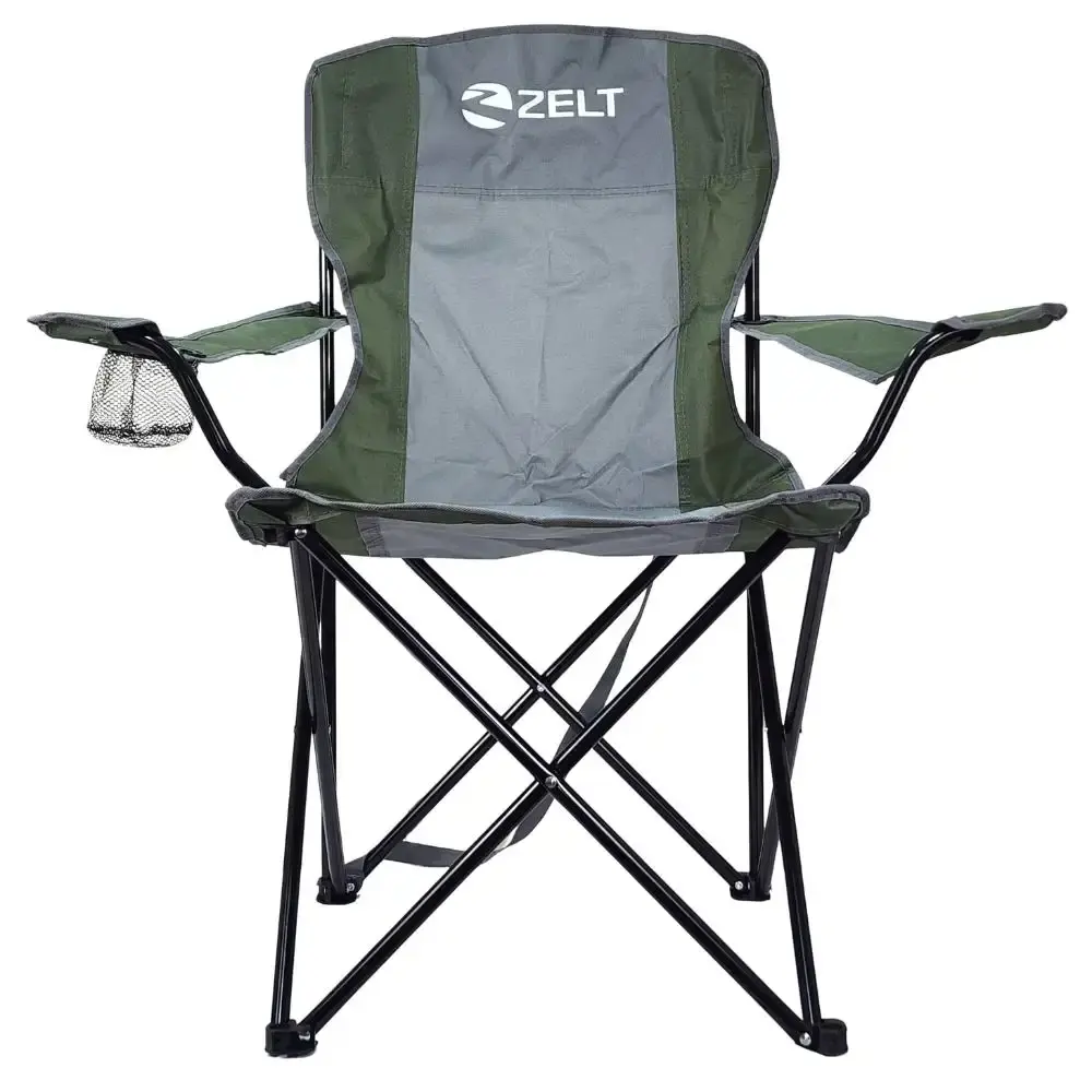 Cadeira camping araguaia 120 KG com braço e porta copo Zelt Verde — fotografia 4
