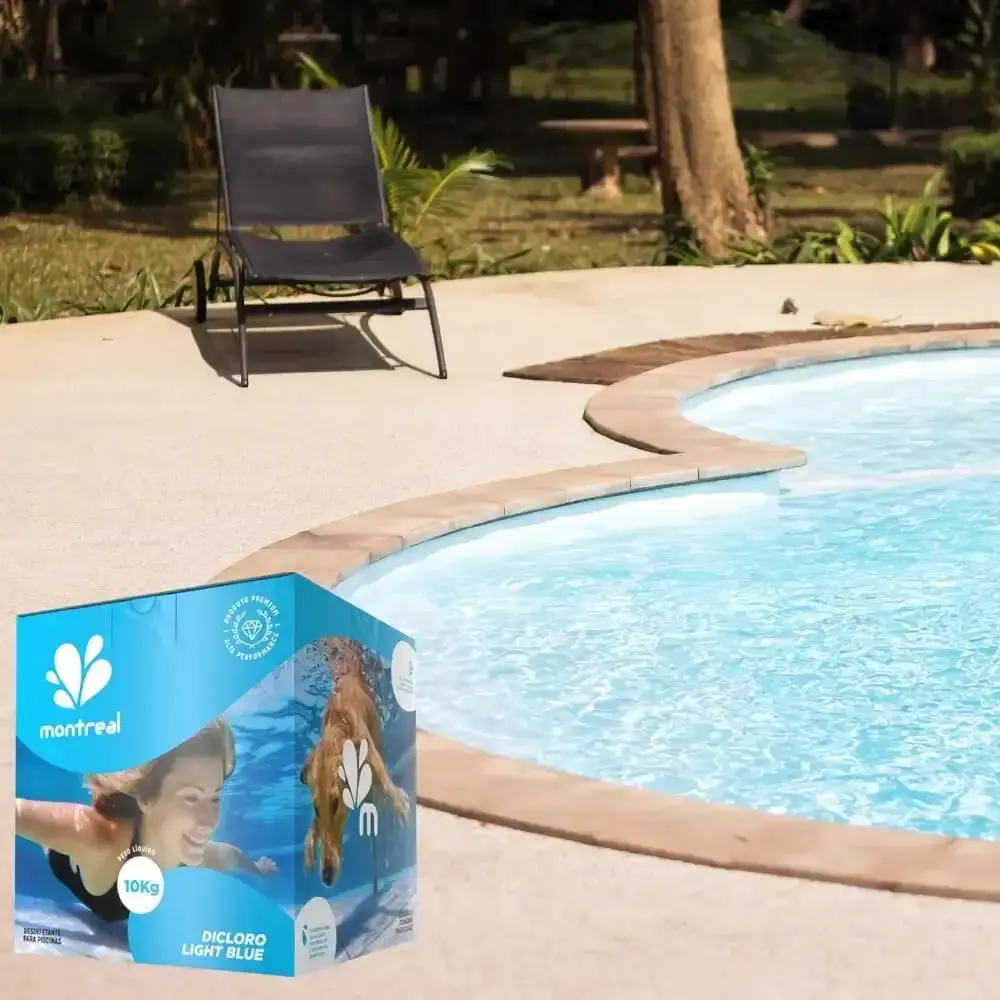 Cloro granulado dicloro de sódio para piscinas e hidrotanques light blue 10 KG Montreal — fotografia 5