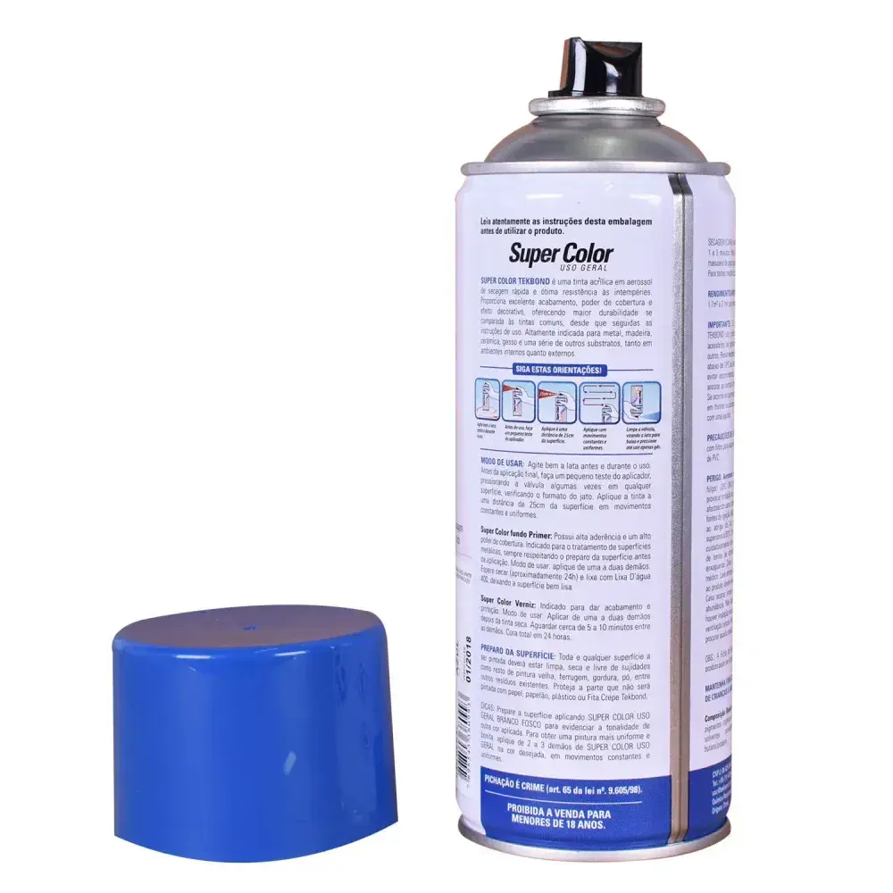 Tinta spray uso geral azul 350ML Tekbond — fotografia 7