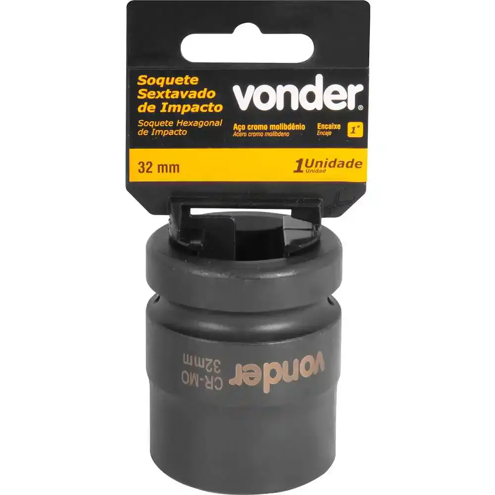 Soquete Sextavado Impacto Encaixe 1 polegada 32MM Cromado VONDER — fotografia 2