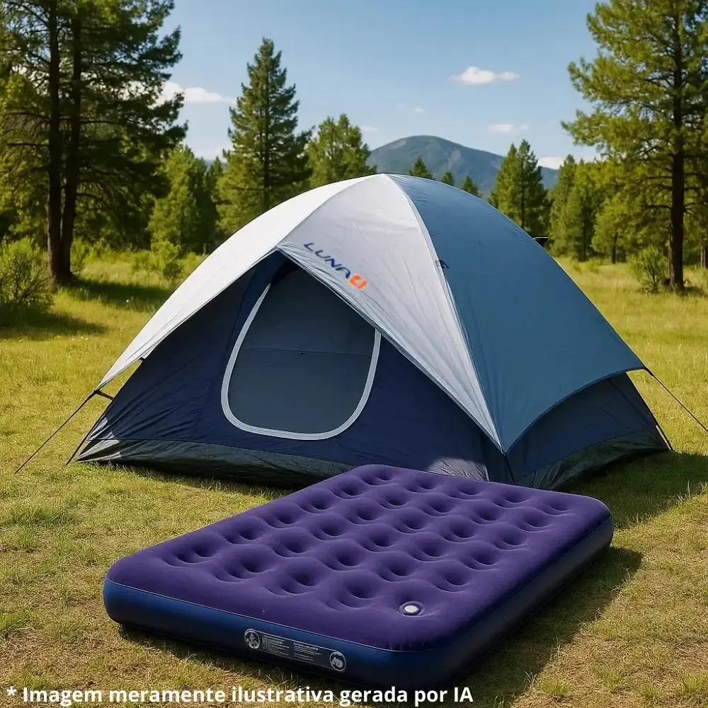 Barraca camping luna para 4 pessoas e colchão inflável multiuso casal Mor — fotografia 4