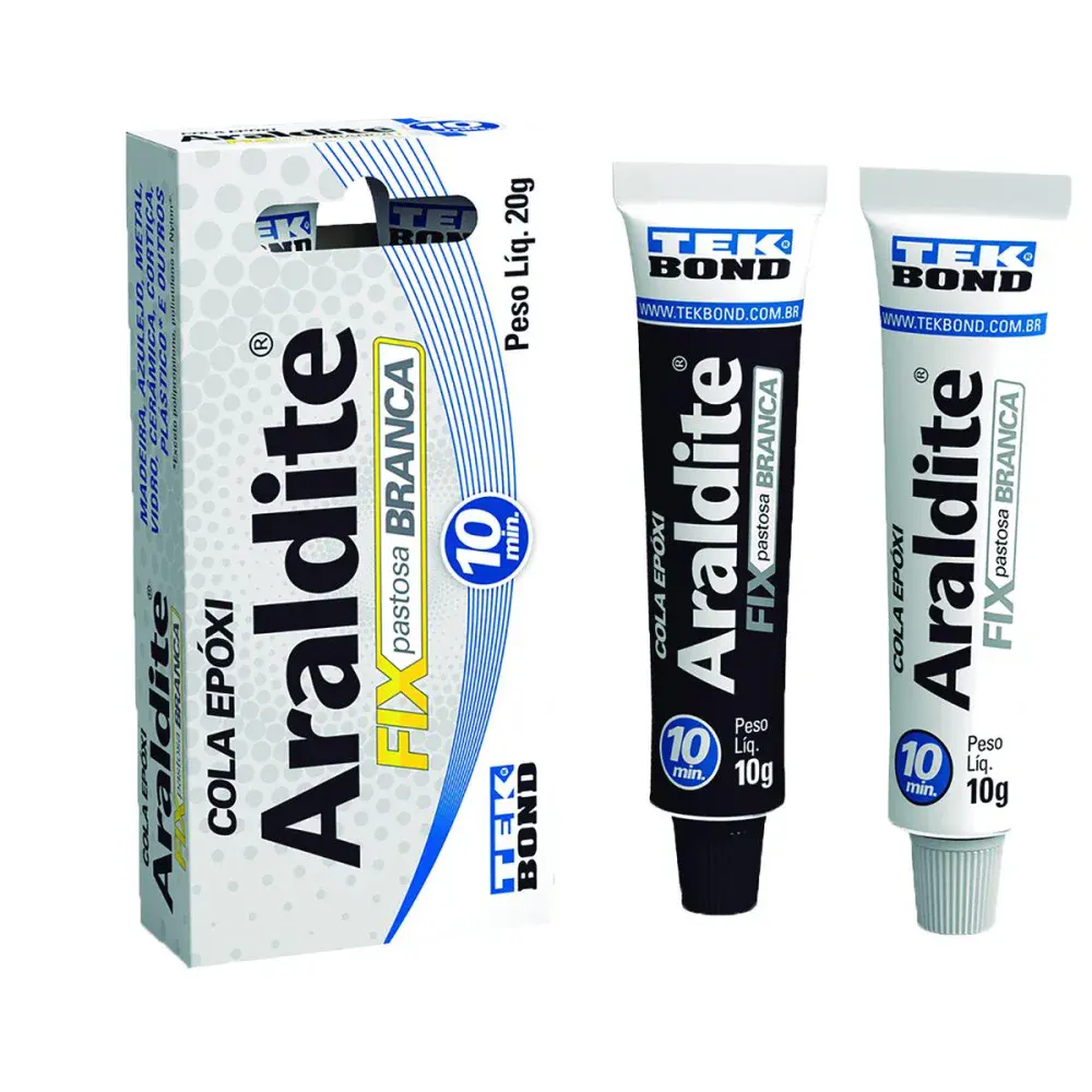 Cola epóxi Araldite pastosa branca 10 minutos 20G tekbond