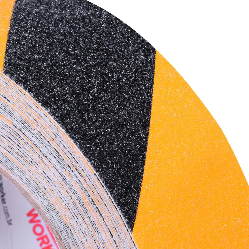 Fita antiderrapante 50MM x 20M zebrada amarelo e preto Worker — fotografia 4