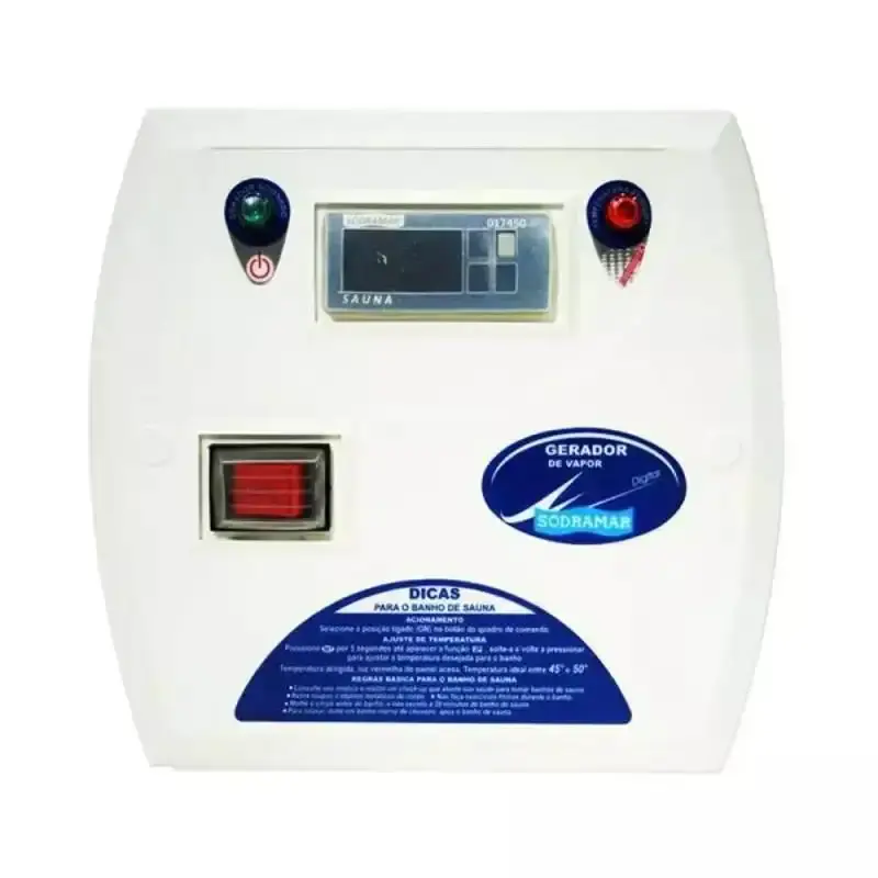 Gerador de vapor inox para sauna 9.0KW trifásica 380V com painel digital Sodramar — fotografia 4