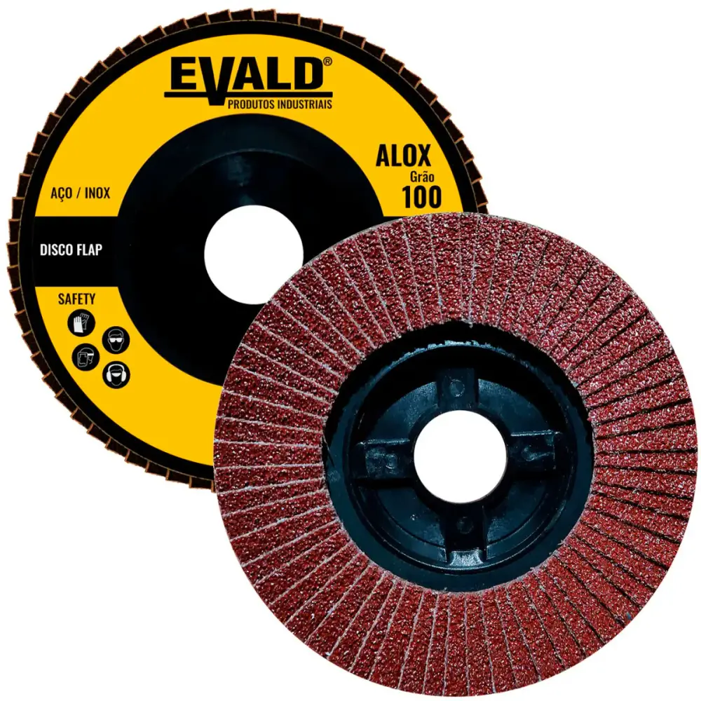 Disco de lixa flap 4.1/2 POL 115 MM aço inox grão 100 oxido de alumínio alox kit 10 peças Evald — fotografia 5