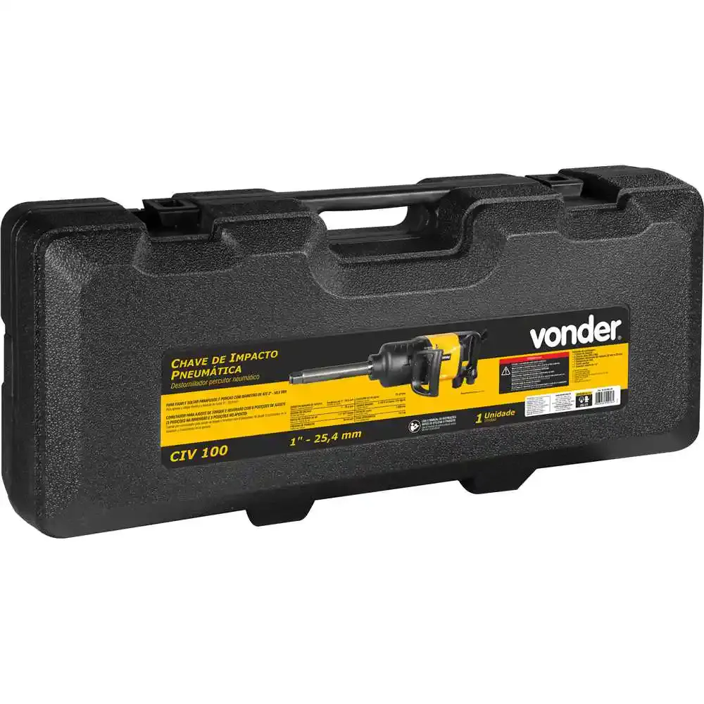 Chave de impacto pneumática 1 pol 3100NM com maleta e 2 soquetes CIV100 Vonder — fotografia 7