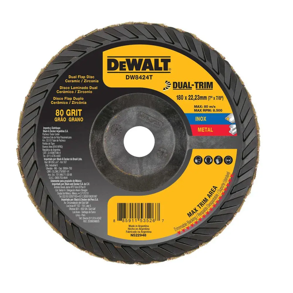 Disco flap -Trim com camada dupla G80 7X7/8” Dewalt