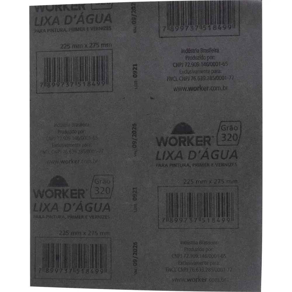 Lixa d água grão 320 225MM x 275MM Worker — fotografia 3