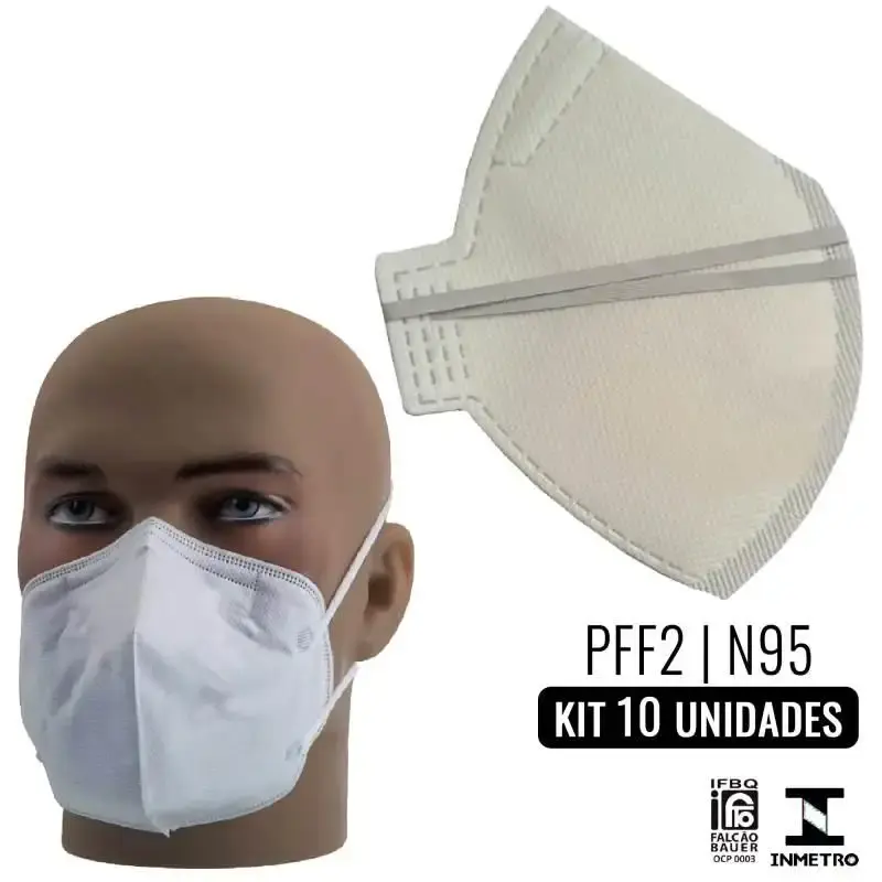 Máscara PFF2-S N95 Respirador N95 Branco s/ Válvula Kit com 10 Unidades ALLIANCE — fotografia de referência