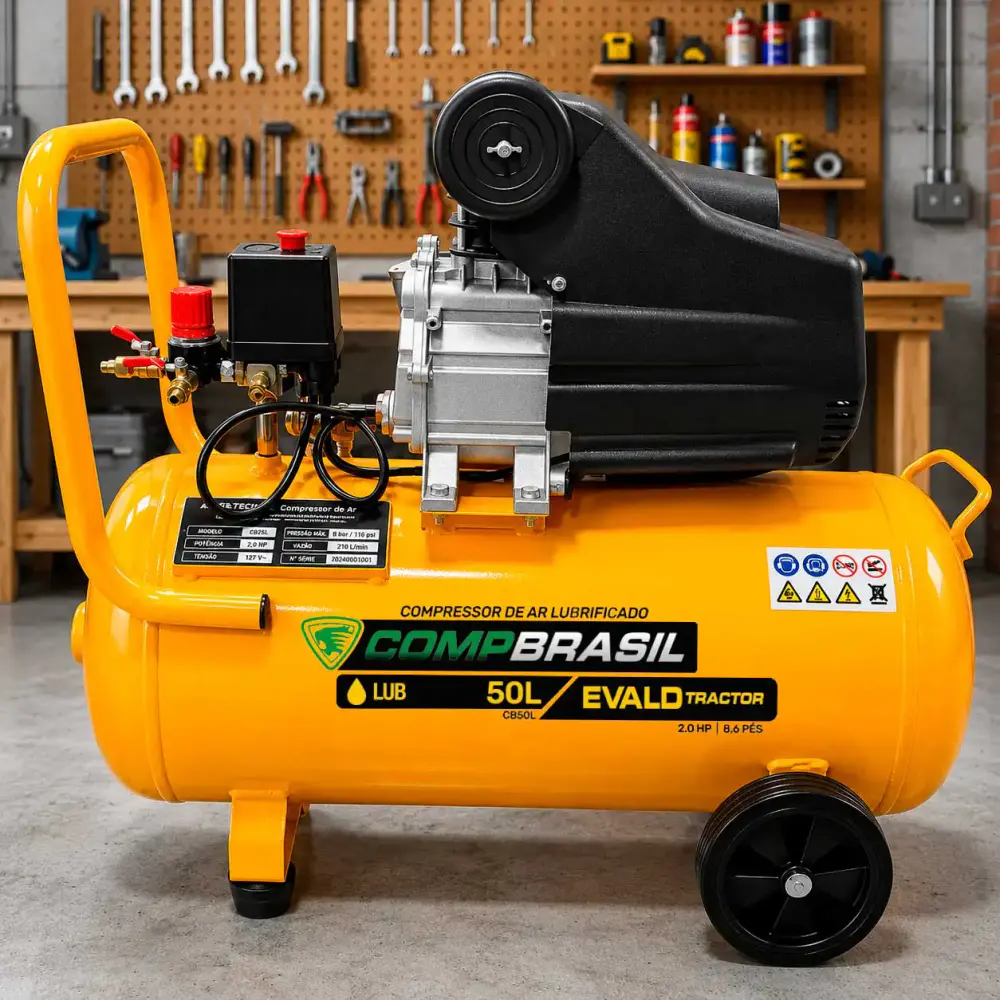 Compressor port. lub 8,6 PES 2,0HP 50L evald tractor Compbrasil 110 V — fotografia 3