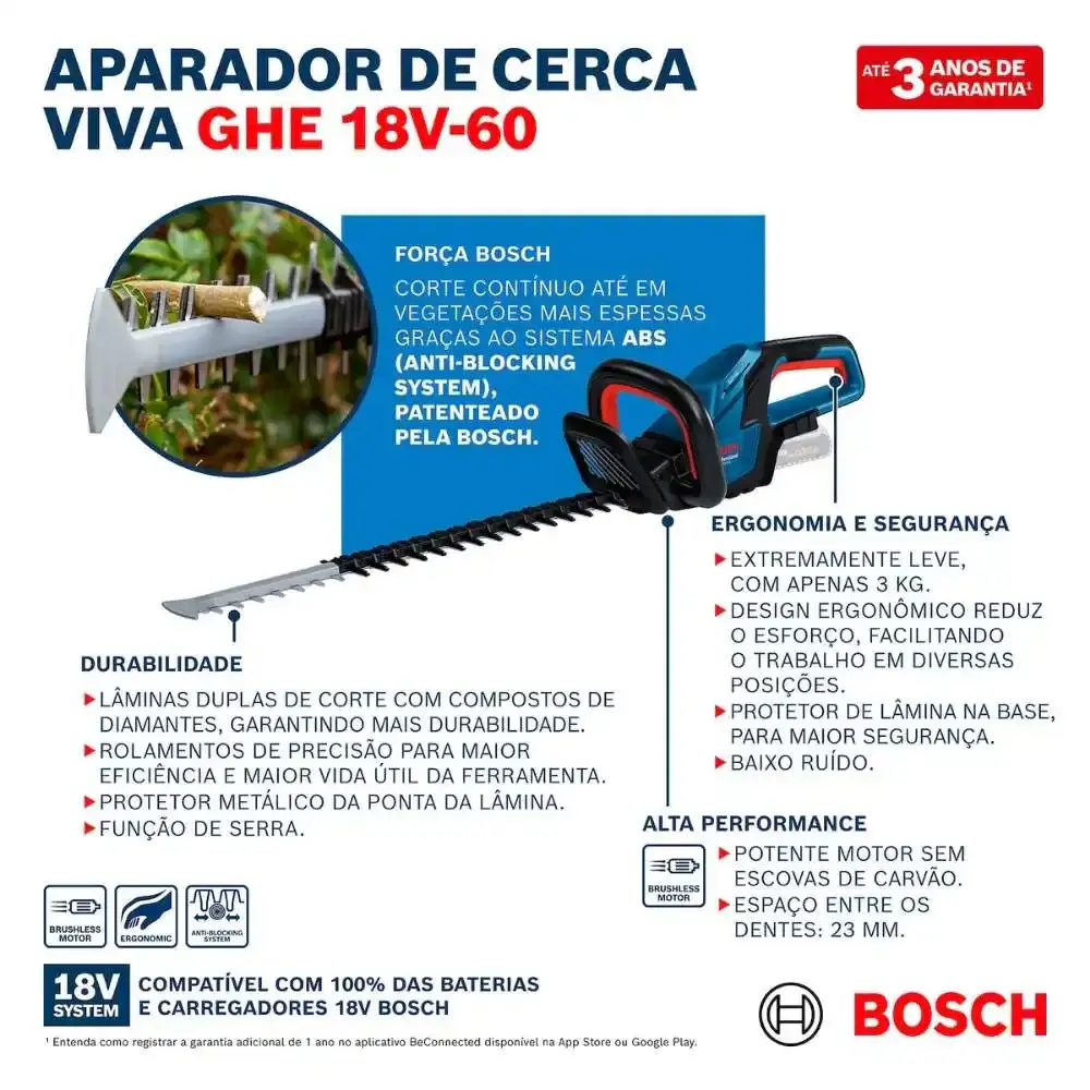 Roçadeira GRF 18V-23 com aparador de cerca viva e bateria 18V 4,0AH carregador bivolt Bosch — fotografia 8