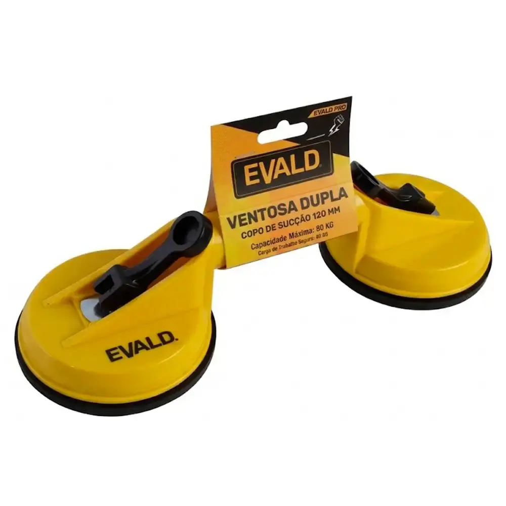 Ventosa dupla 120 MM para vidro e porcelanato capacidade 80 KG Evald — fotografia 4
