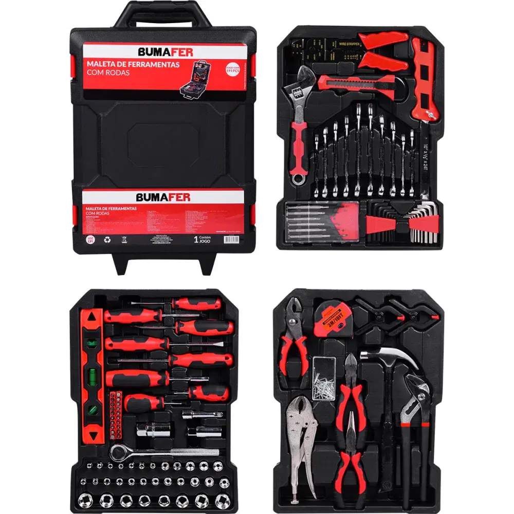 Maleta de ferramentas com rodas 191 peç Bumafer