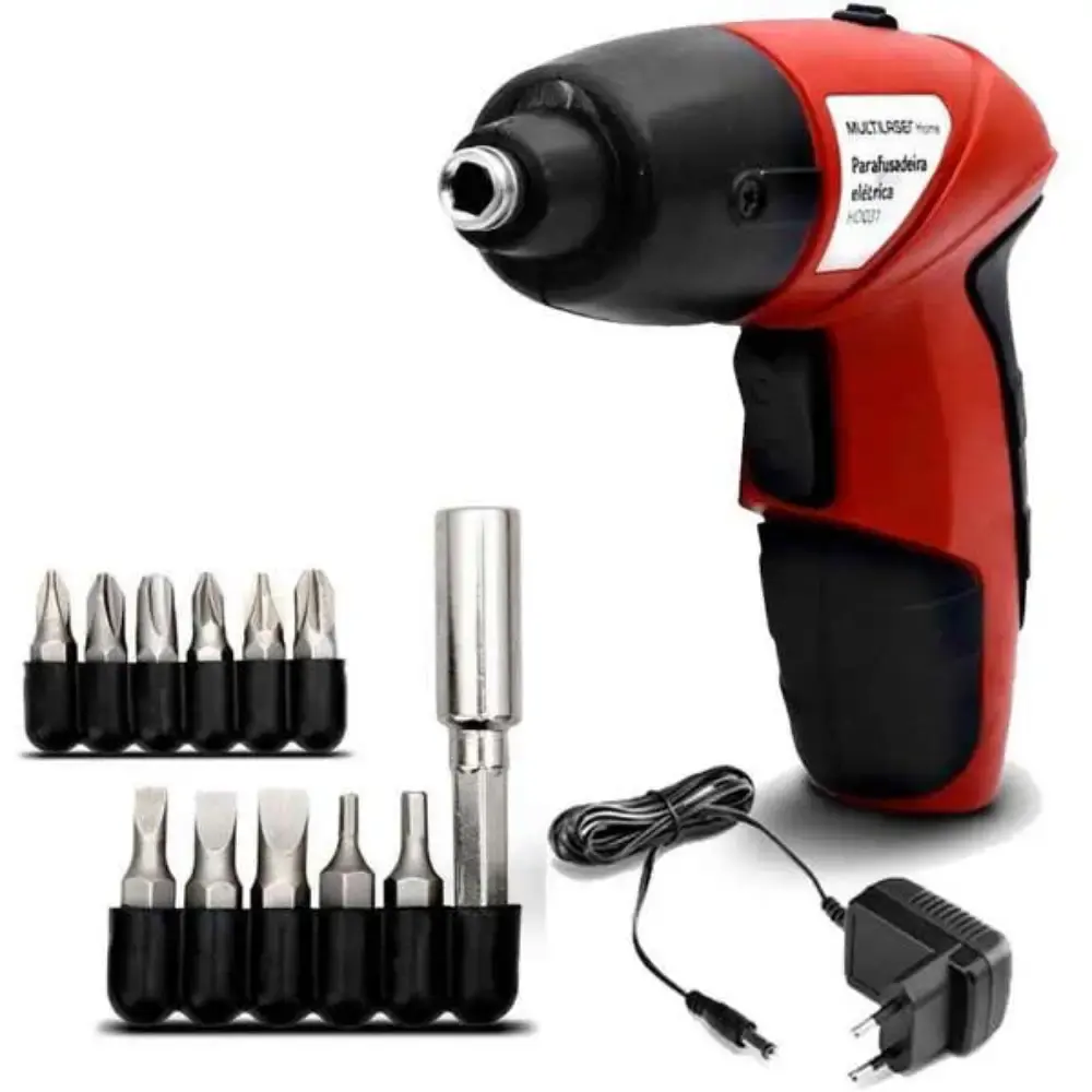 Parafusadeira a bateria 4,8V com kit 11 pçs Multilaser e bolsa de cinto MTX — fotografia 2