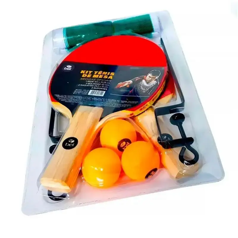 Kit tênis de mesa com 2 raquetes. suporte. rede e 3 bolinhas BEL — fotografia 3