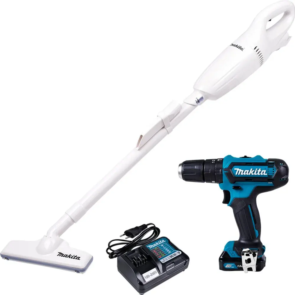 Kit parafusadeira furadeira impacto + aspirador Makita — fotografia de referência