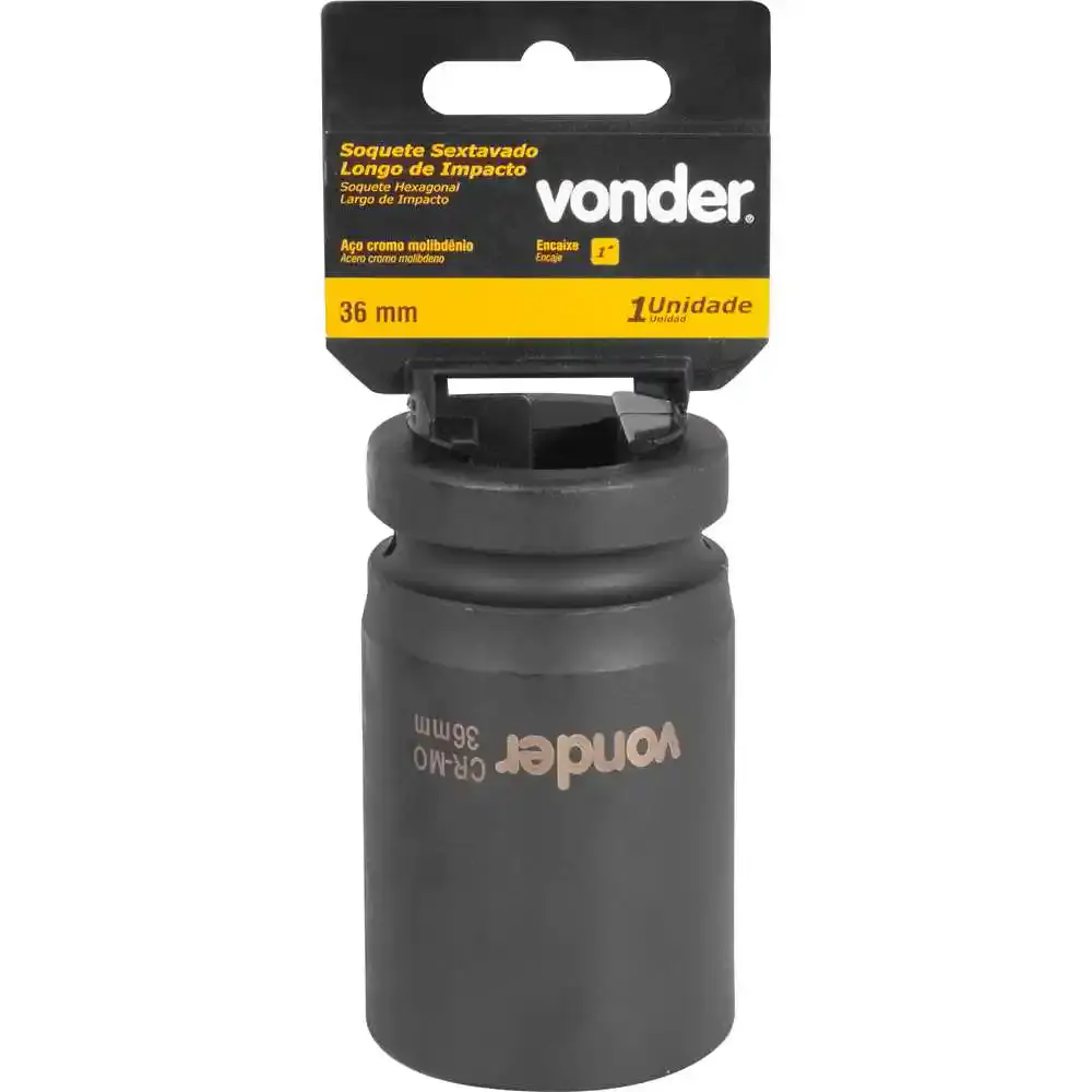 Soquete sextavado impacto longo 1 POL 36 MM aço cromo Vonder — fotografia 2