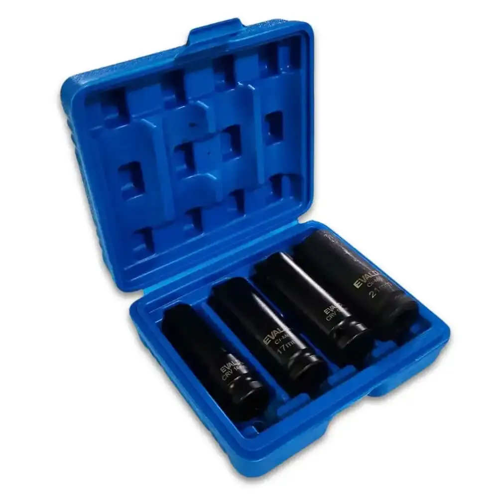 Chave de impacto 20V 620NM EV7600 2 baterias jogo soquetes longos 14-21MM 4 pçs Evald — fotografia 5