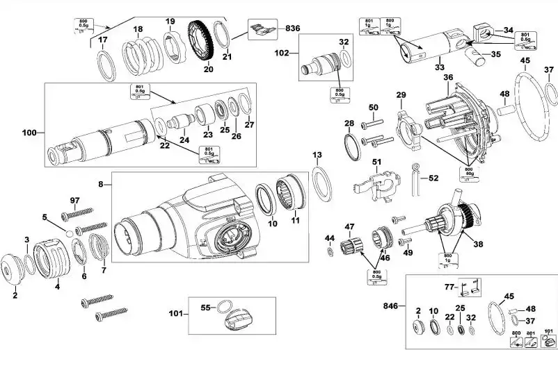 Luva martelete D25133 original Dewalt - N417853