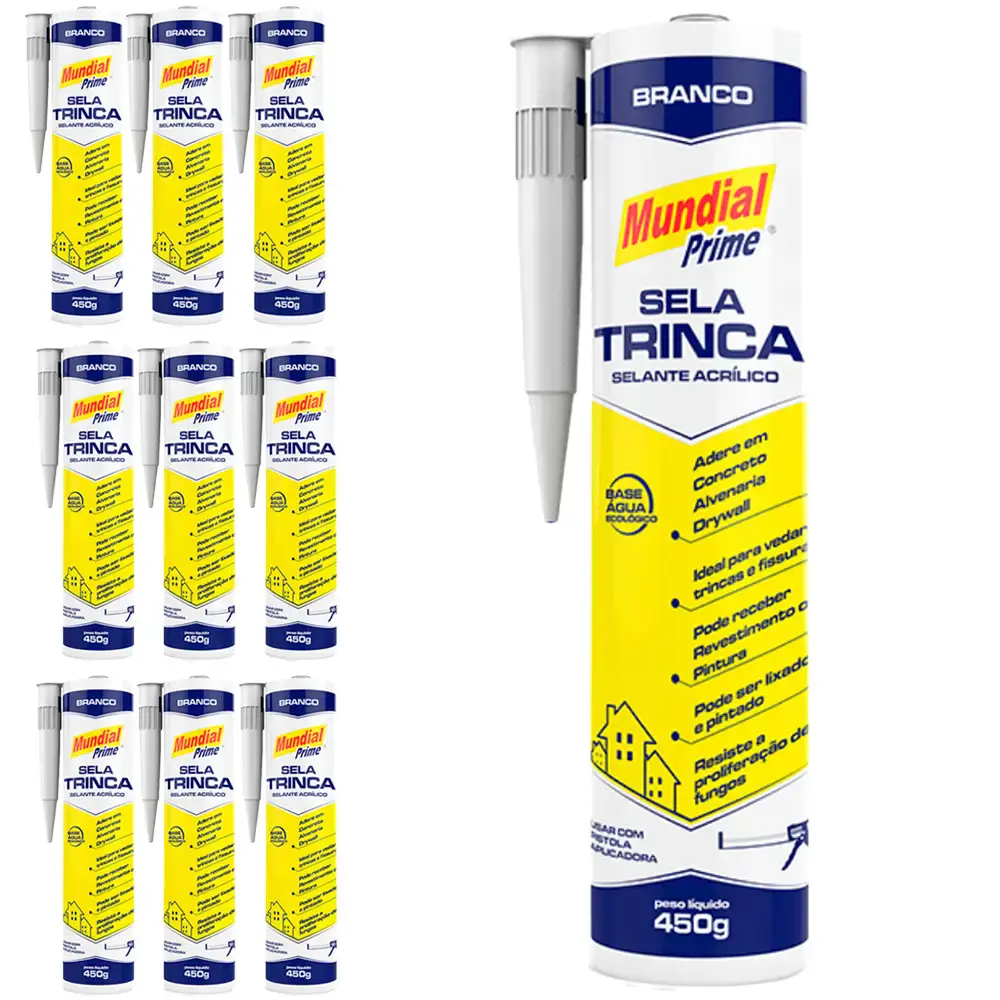 Sela Trinca Adesivo Vedante 450 g Branco 10 Uni MUNDIAL PRIME