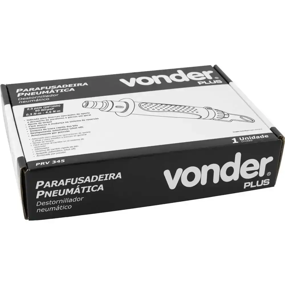 Parafusadeira pneumática 1/4 POL 4,5 nm PRV 345 Vonder — fotografia 3