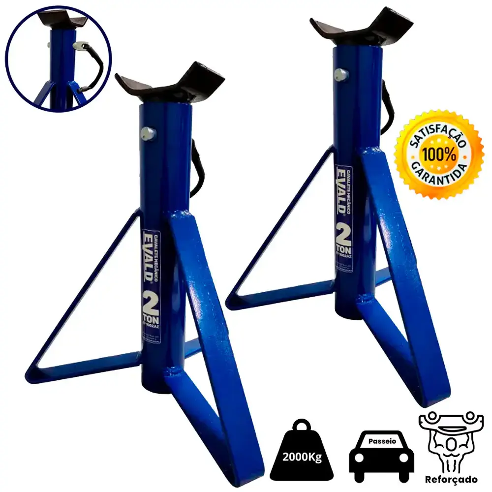 Cavalete mecânico automotivo 2 TON kit 2 peças Evald Azul