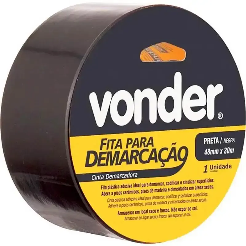Fita para Demarcação de Solo PRETA 48 MM x 30 Metros VONDER — fotografia 2