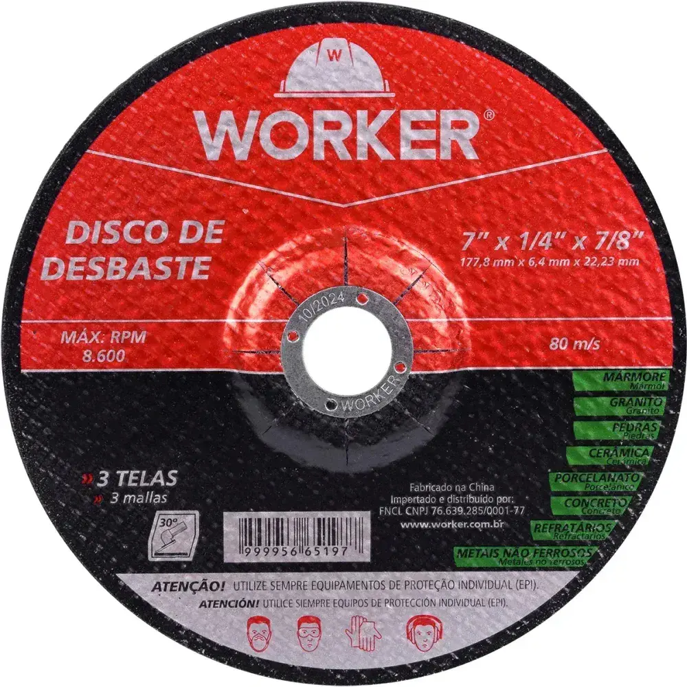 Disco para desbastes 7/4 grão 120 8600RPM Worker — fotografia 6