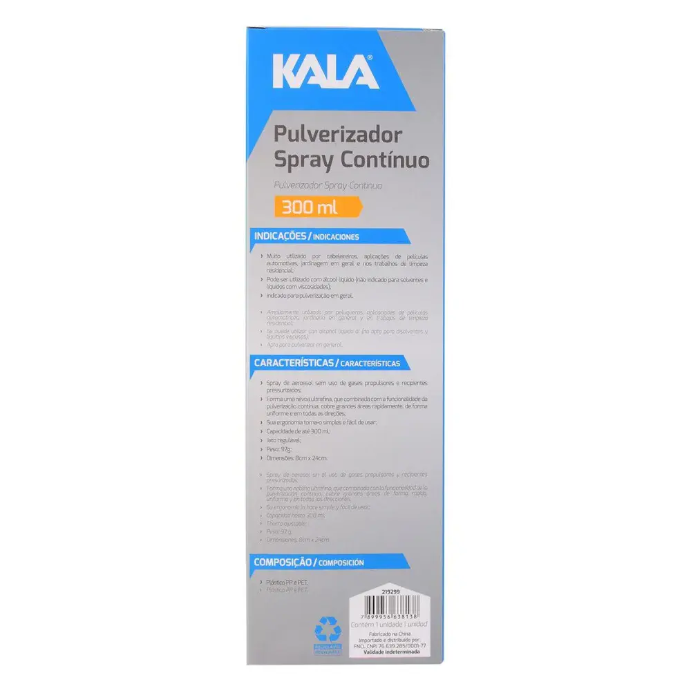 Pulverizador branco em spray contínuo 300ML Kala — fotografia 7