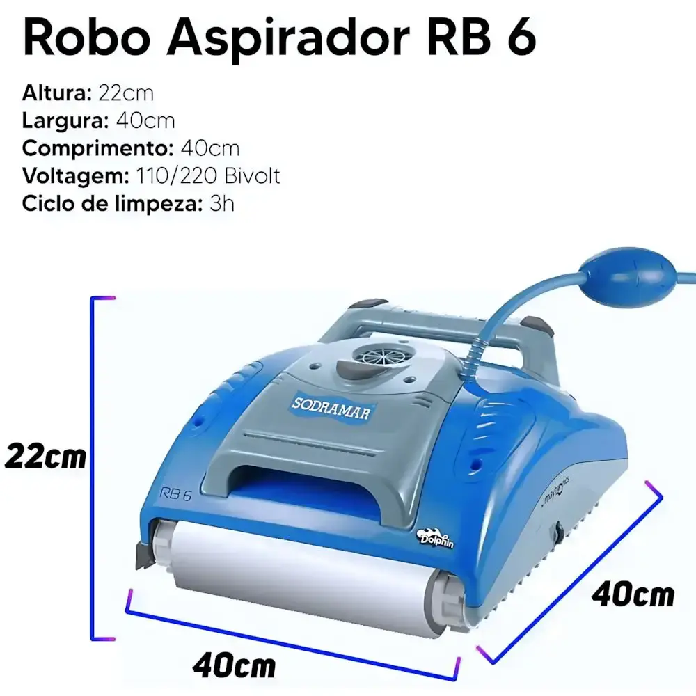 Robô para Limpeza de Piscina até 12 Metros RB6 Bivolt SODRAMAR — fotografia 5