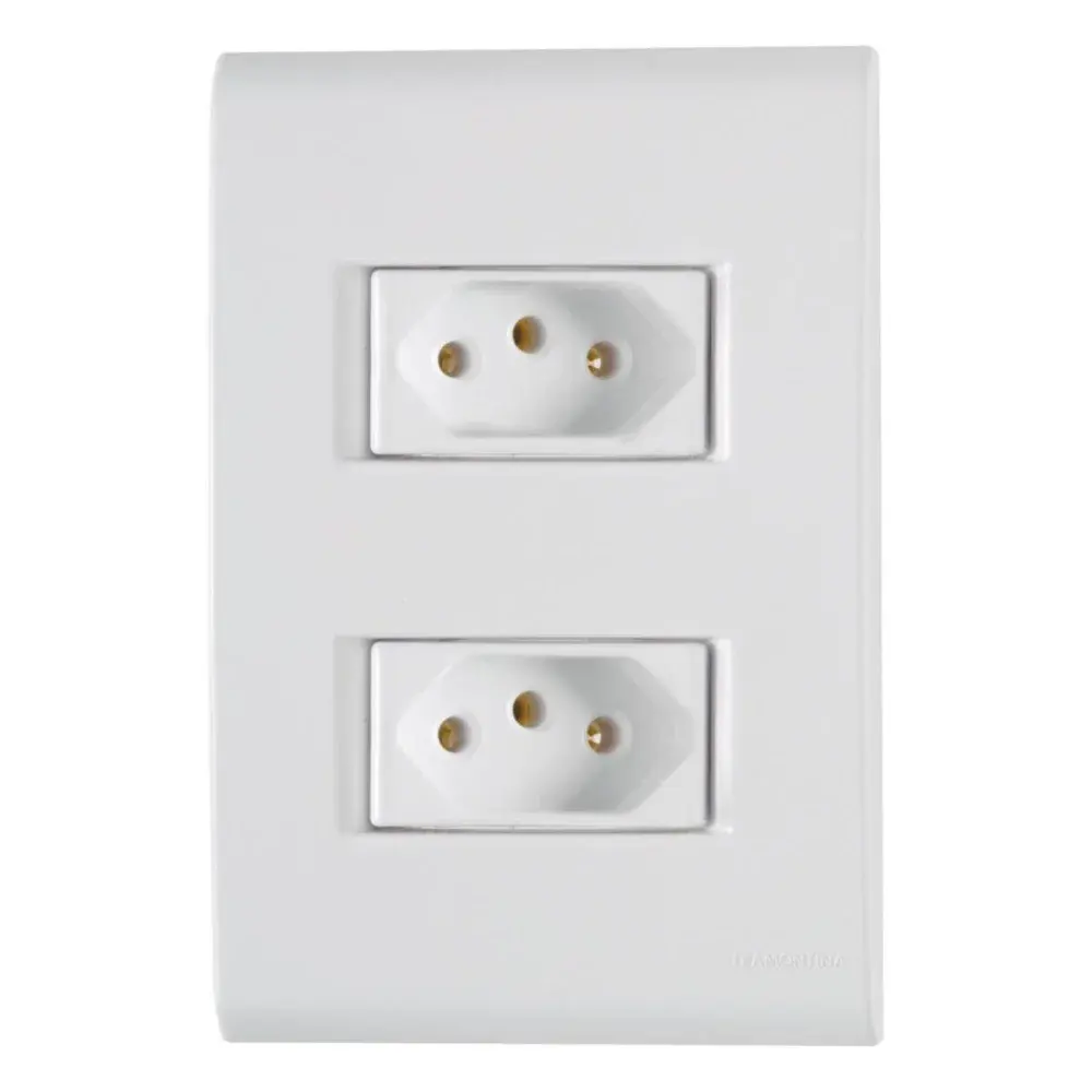 Conjunto 4X2 com 2 tomadas 2P+T 10A 250V branco Tramontina — fotografia de referência