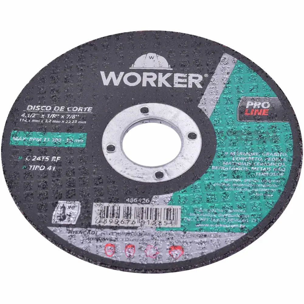 Disco corte 4.1/2 x 1/8 x 7/8 Worker — fotografia 3