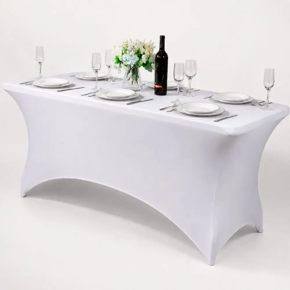 Toalha capa de mesa retangular elástica premium elastano 180 CM casa LYS Branco — fotografia 9