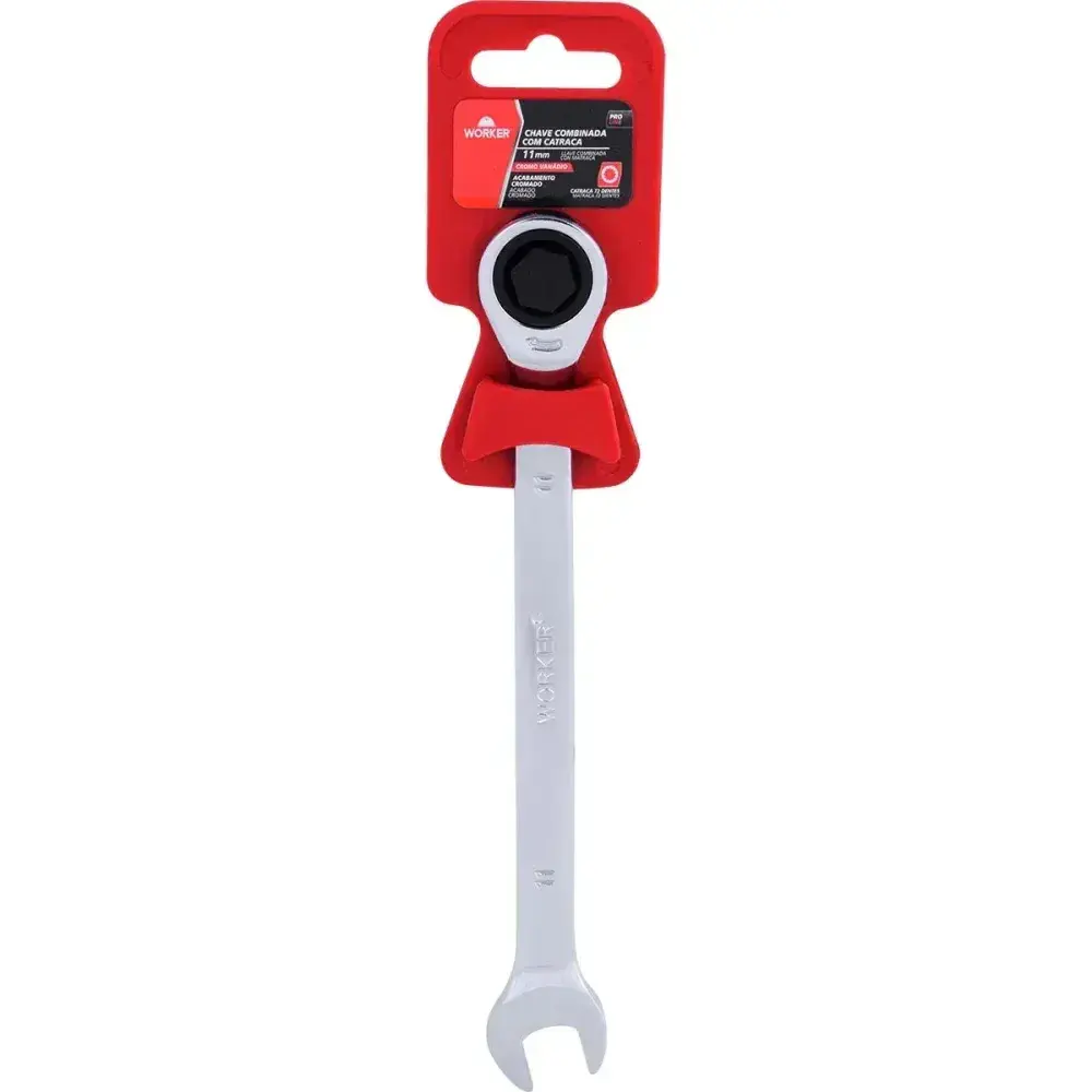 Chave combinada com catraca cromo vanádio 11MM Worker — fotografia 12