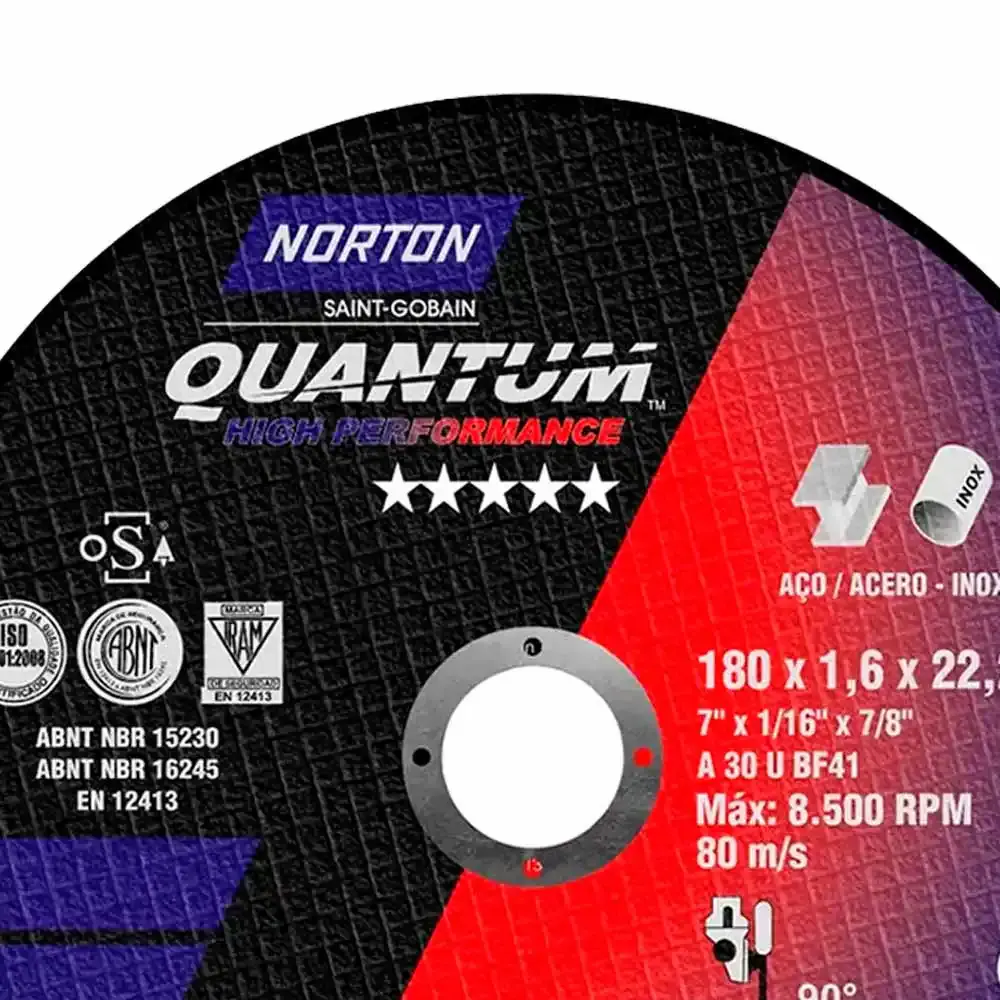 Disco de Corte Inox 7" x 1.6mm Bhp12 Alta Performance 66252931357 NORTON — fotografia 5