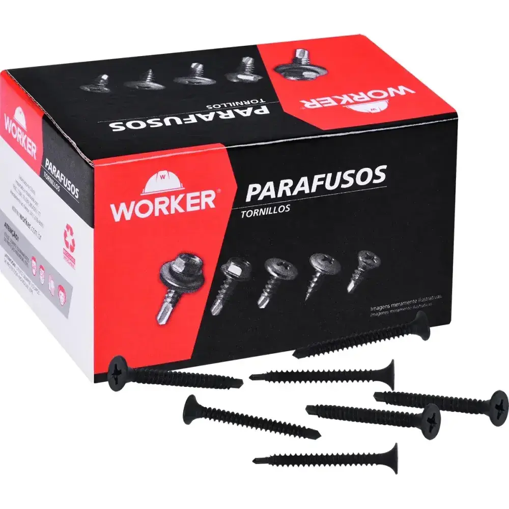 Parafuso para drywall ponta broca 3,5MMX35MM 500 peç Worker — fotografia de referência