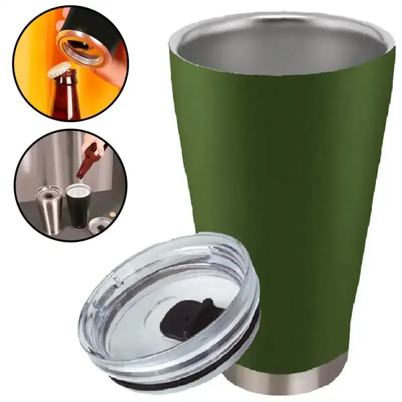 Copo Térmico de Cerveja Verde 700 ML c/ Tampa e Abridor - Conserva até 26h - MOR — fotografia 6