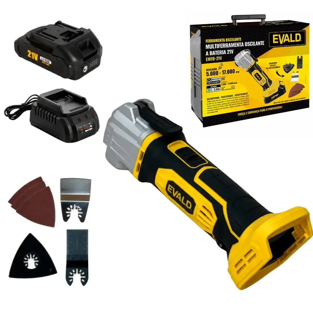 Multiferramenta oscilante bateria 21V 2,0AH com maleta BMC e kit 6 acessórios EMFO-21V Evald — fotografia 3