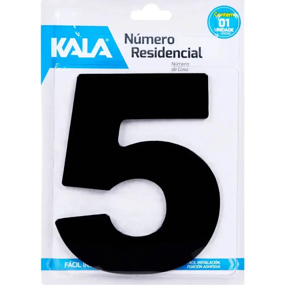 Número residencial N°5 preto 18,5CM Kala — fotografia 4