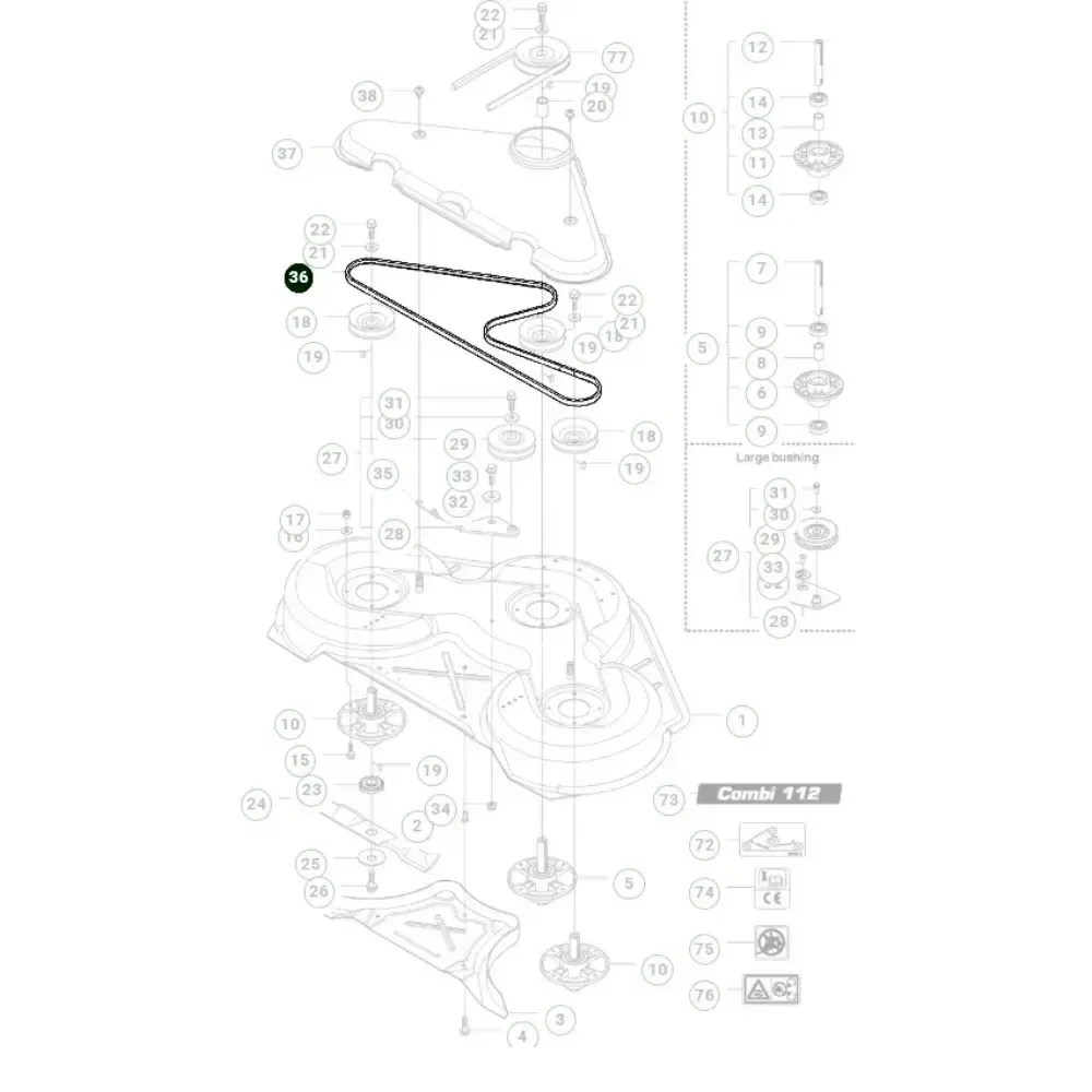 Correia do deck de corte 44 112 CM para trator R316T Husqvarna — fotografia 5