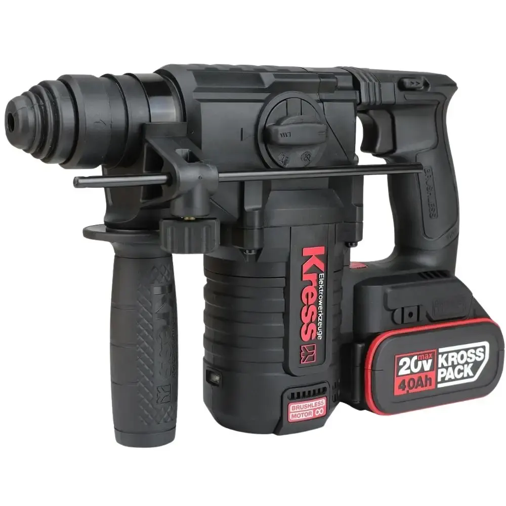 Martelete perfurador 20V brushless e esmerilhadeira angular 5 POL com 4 baterias e carregador Kress — fotografia 2
