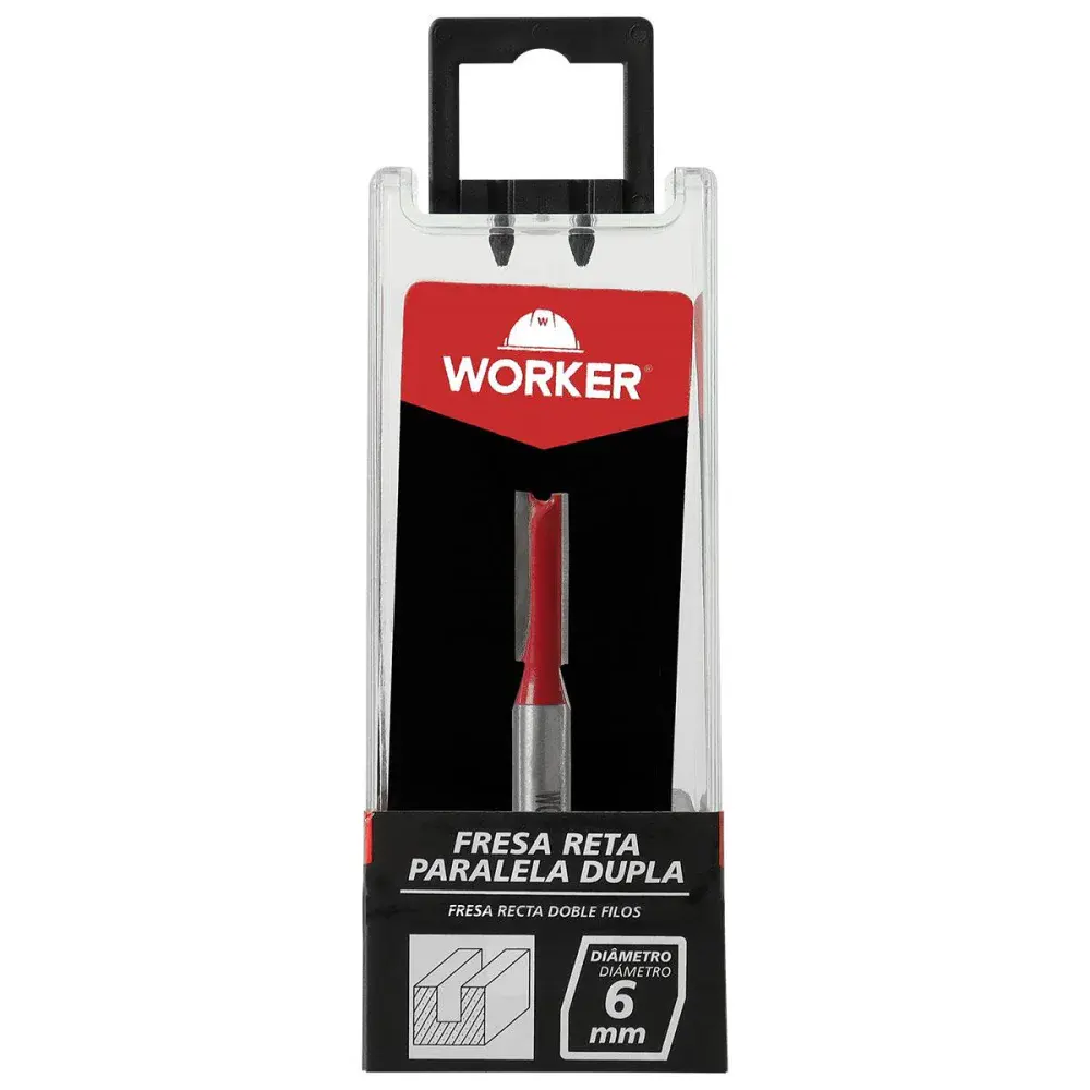 Fresa reta paralela dupla para tupia 1/4 tct-hm 6MM Worker