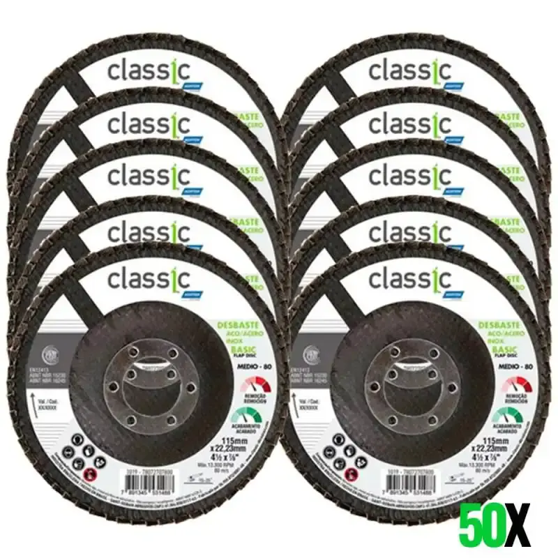 Disco de lixa flap 4.1/2 POL 50 unidades grão 80 classic basic Norton — fotografia de referência