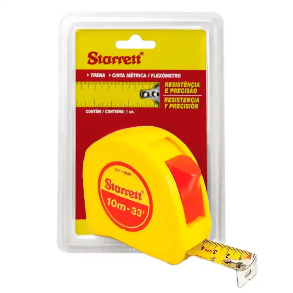 Trena de aço 10 metros trava kit 3 peças KTS1-10ME-S Starrett — fotografia 4